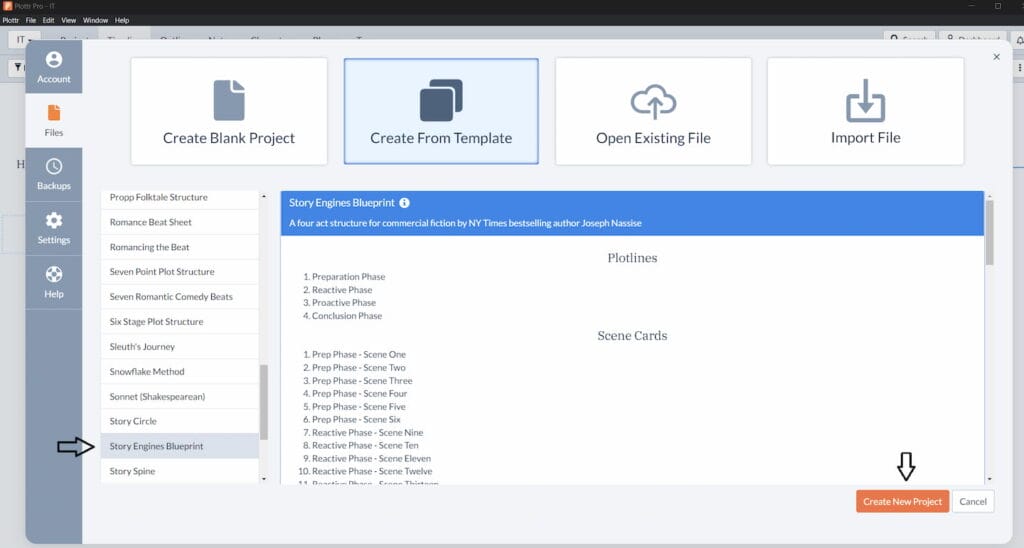 Story engines blueprint in Plottr - Step 2