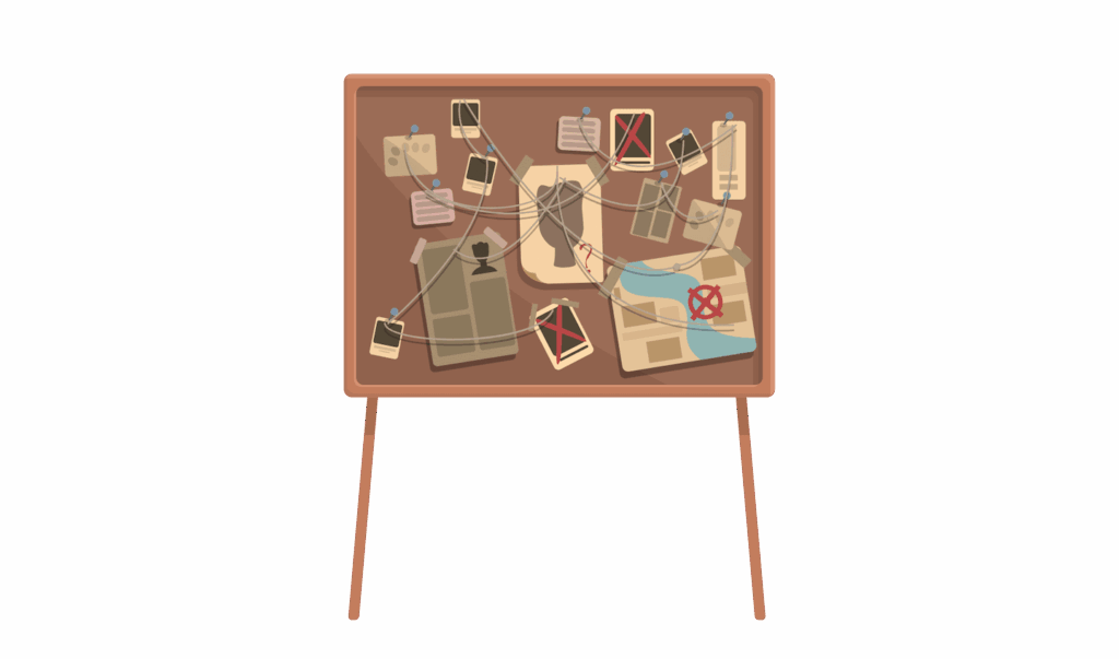 A detective's pinboard