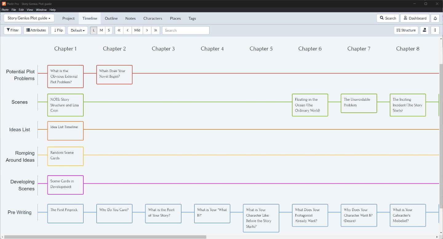 Story Genius Plot Guide with imported Story Genius pre-writing template