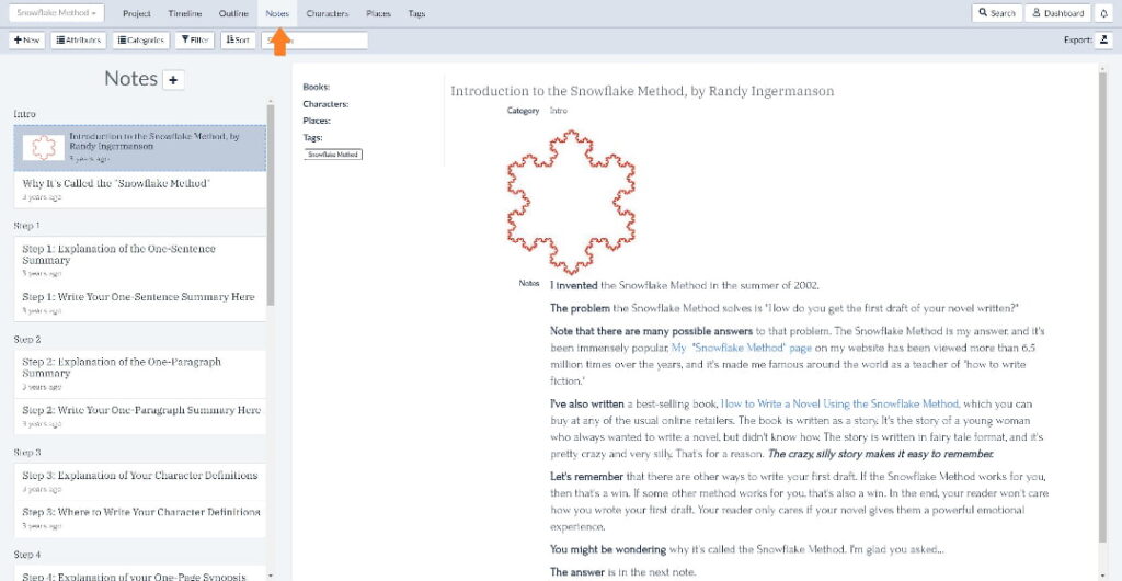 Snowflake Method template in Plottr - Instructions