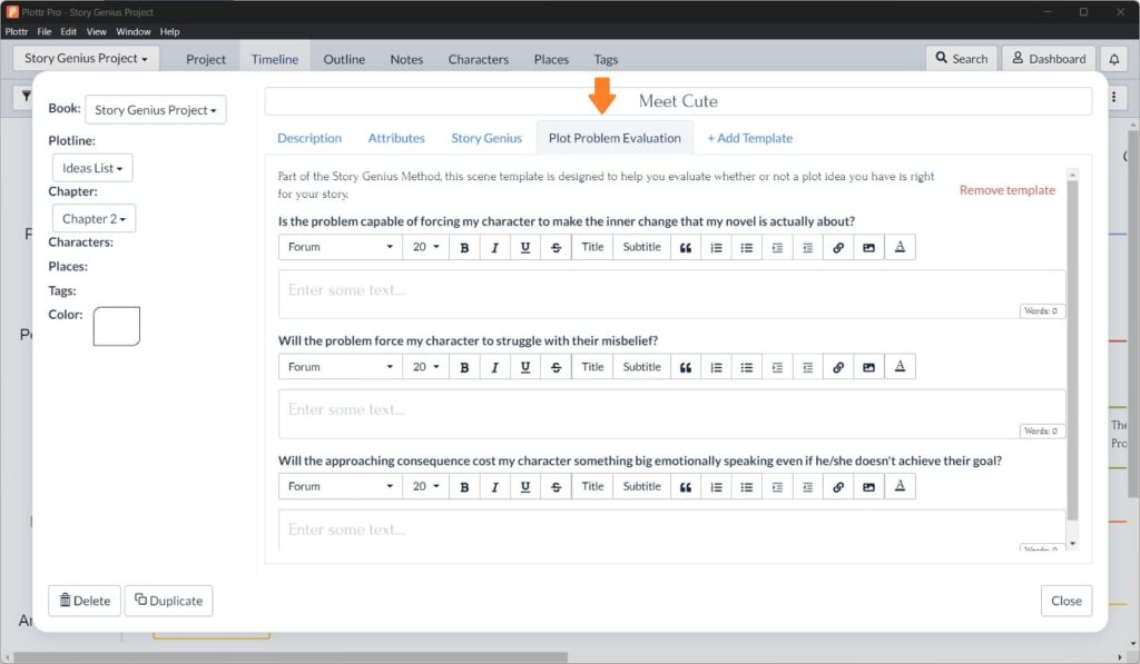 Plot Problem Evaluation scene template in Plottr