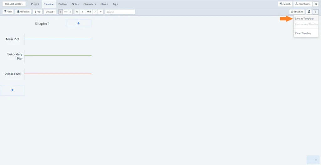 Save a timeline as a template in Plottr