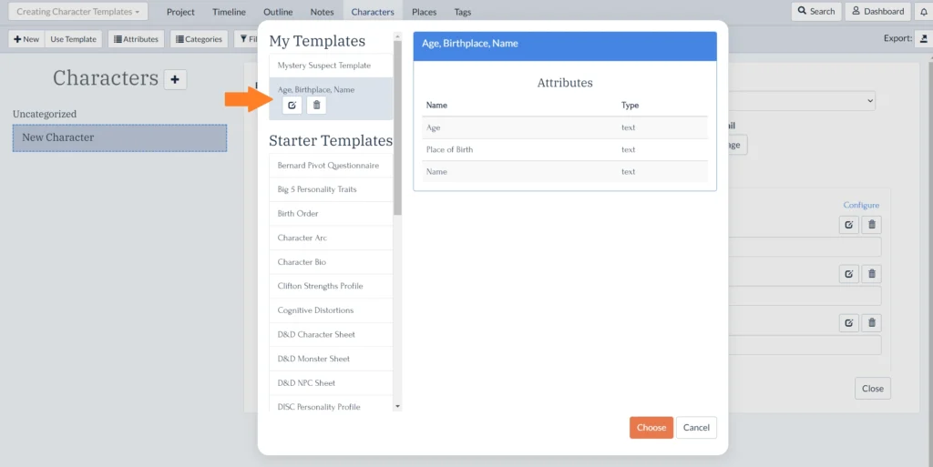 How to use your custom character template sheets in Plottr