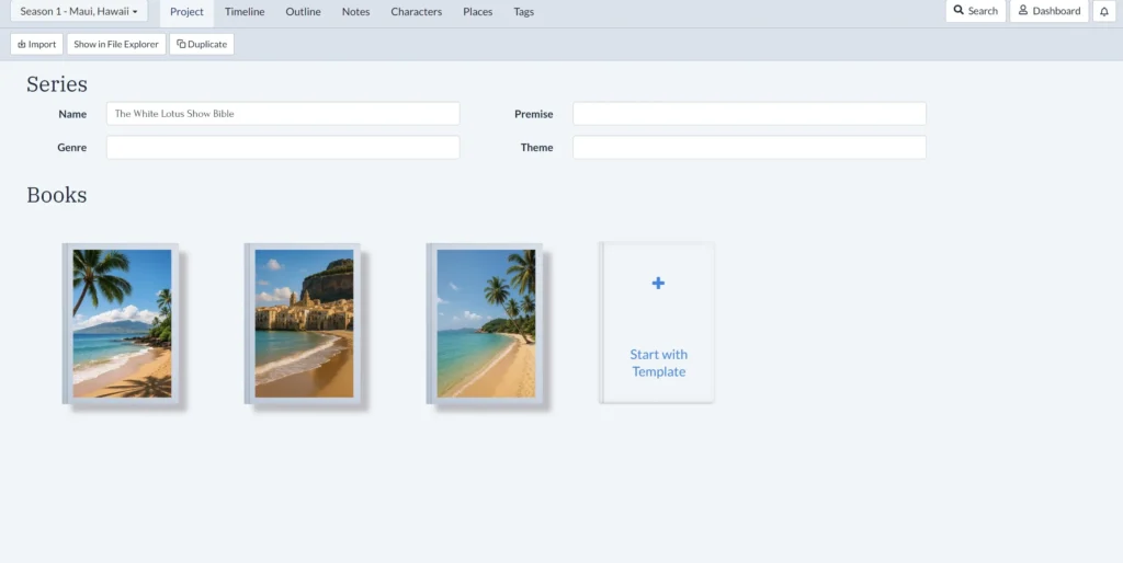 Planning Multiple Seasons in the Project View in Plottr